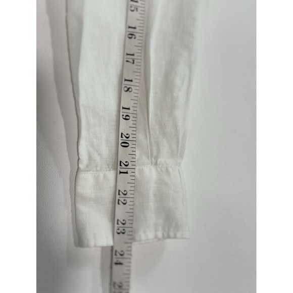 Frank & Eileen "Eileen" White Button Linen Shirt Womens Small Coastal Minimalist - Picture 11 of 13